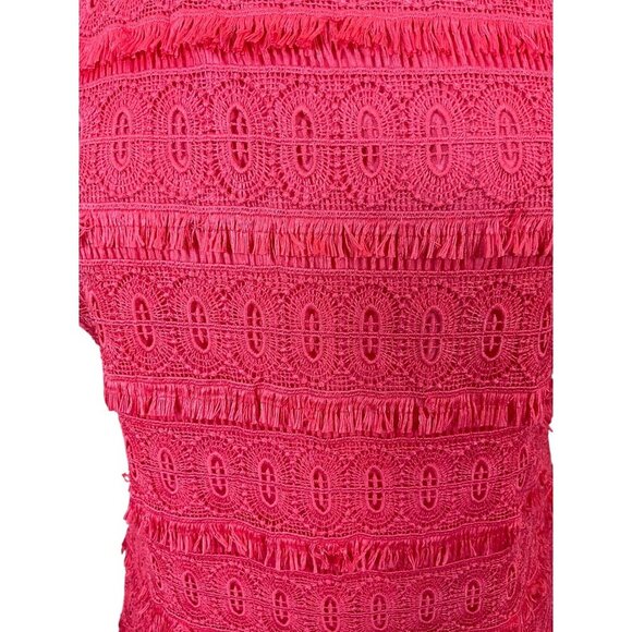 Talbots Orange Fringed Lace Sleeveless Side Zip  Back Button Shell NWT Size 8 - Picture 3 of 12